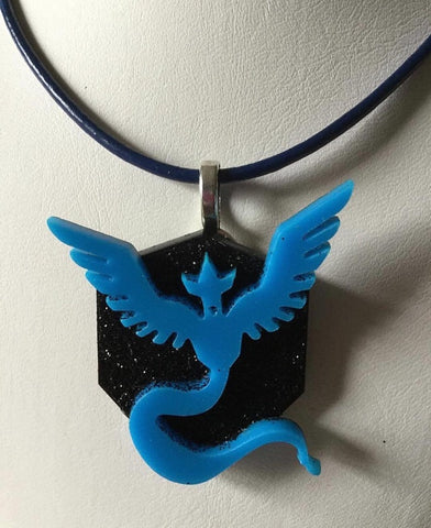Blue Pokémon Go Team Bling Pendant Necklace