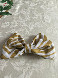 White & Gold Zebra Print Hair Bow